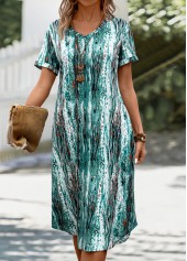 Mint Green Pocket Graffiti Print A Line Dress | thumb picture 