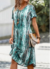 Mint Green Pocket Graffiti Print A Line Dress | thumb picture 
