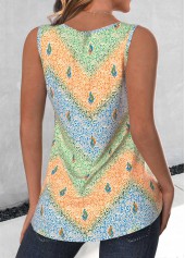 Multi Color Split Tribal Print Sleeveless Tank Top | thumb picture 