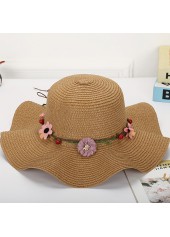 Dark Camel Color Straw Detail Hat