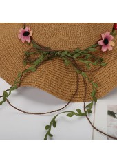 Dark Camel Color Straw Detail Hat | thumb picture 