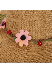 Dark Camel Color Straw Detail Hat | thumb picture 