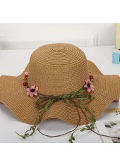 Dark Camel Color Straw Detail Hat | thumb picture 