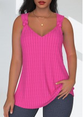 Hot Pink Twist Sleeveless V Neck Tank Top