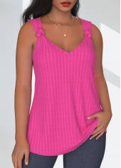 Hot Pink Twist Sleeveless V Neck Tank Top | thumb picture 