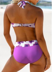 Criss Cross Floral Print Purple Bikini Set | thumb picture 