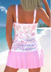 Drawstring Paisley Print Pink Tankini Set | thumb picture 