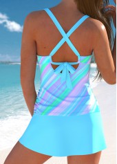 Surplice Ombre Cyan Tie Back Tankini Set | thumb picture 
