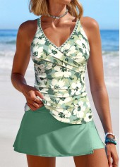 Surplice Floral Print Sage Green Tankini Set | thumb picture 