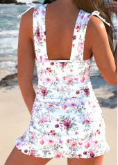 Drawstring Floral Print White Swimdress and Panty | thumb picture 