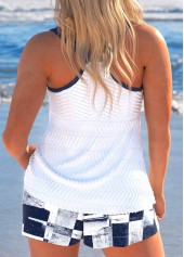 Plus Size Jacquard Navy Geometric Print Tankini Set | thumb picture 
