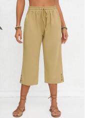Light Camel Pocket Elastic Waist High Waisted Pants | thumb picture 