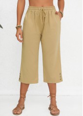 Light Camel Pocket Elastic Waist High Waisted Pants | thumb picture 