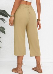 Light Camel Pocket Elastic Waist High Waisted Pants | thumb picture 