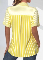 Light Yellow Pocket Striped Short Sleeve Shirt | thumb picture 