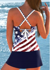 Surplice Flag Print Navy Tankini Set | thumb picture 