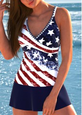 Surplice Flag Print Navy Tankini Set | thumb picture 