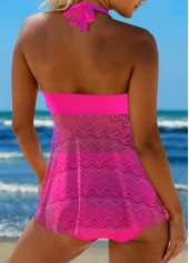 Lace Tie Back Hot Pink Tankini Set | thumb picture 
