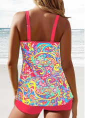 Circular Ring Paisley Print Red Tankini Set | thumb picture 