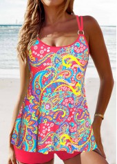 Circular Ring Paisley Print Red Tankini Set | thumb picture 