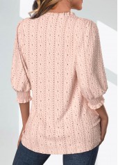 Plus Size Light Pink Split 3/4 Sleeve Blouse | thumb picture 