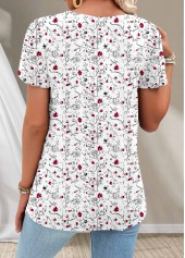 White Button Ditsy Floral Print Short Sleeve T Shirt | thumb picture 