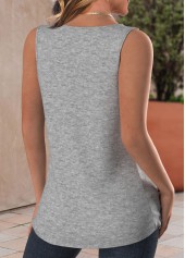 Light Grey Marl Twist Daisy Print Sleeveless Tank Top