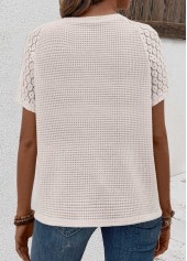 Beige Patchwork Short Sleeve Round Neck T Shirt