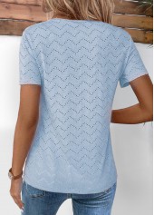 Dusty Blue Tuck Stitch Short Sleeve T Shirt