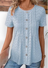 Dusty Blue Tuck Stitch Short Sleeve T Shirt