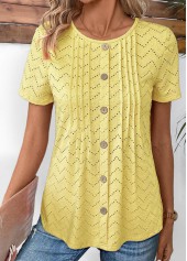 Light Yellow Tuck Stitch Short Sleeve T Shirt | thumb picture 