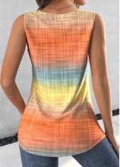 Orange Button Ombre Sleeveless Square Neck Tank Top | thumb picture 