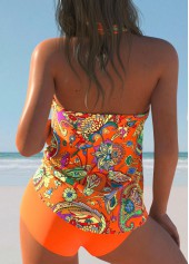 Twist Floral Print Orange Tankini Set | thumb picture 