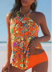 Twist Floral Print Orange Tankini Set | thumb picture 