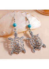 Silvery White Hollow Turtle Alloy Earrings