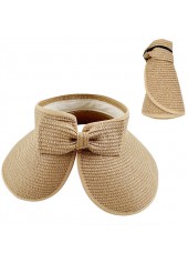 Light Camel Straw Bowknot Visor Hat | thumb picture 