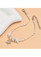 White Alloy Asymmetric Starfish Detail Anklet | thumb picture 