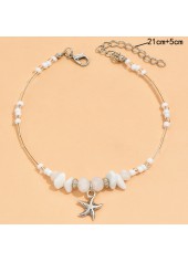 White Alloy Asymmetric Starfish Detail Anklet | thumb picture 