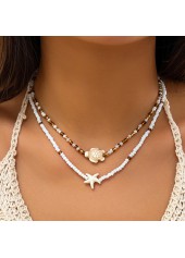 White Color Summer Ocean-themed Layered Necklace