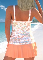 Drawstring Paisley Print Orange Tankini Set | thumb picture 