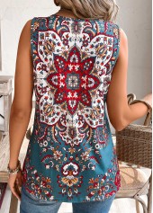 Multi Color Tribal Print Sleeveless V Neck Tank Top | thumb picture 