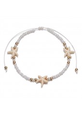Beige Alloy Starfish Beaded Detail Anklet | thumb picture 