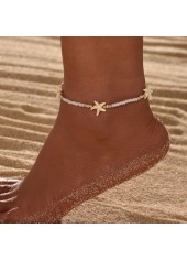 Beige Alloy Starfish Beaded Detail Anklet