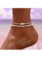 Bohemian White Heart Alloy Anklet Set