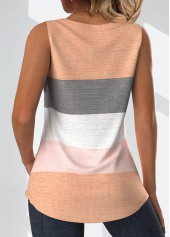 Plus Size Dusty Pink Button Striped Sleeveless Tank Top | thumb picture 