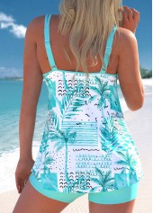Lightweight Tropical Plants Print Cyan Tankini Set | thumb picture 