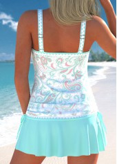 Drawstring Paisley Print Cyan Tankini Set | thumb picture 