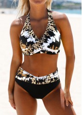 Criss Cross Leopard Black Bikini Set | thumb picture 