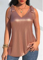 Rose Gold Coating Sleeveless V Neck Tank Top