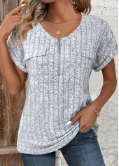 Plus Size Light Grey Marl Circular Ring Blouse
